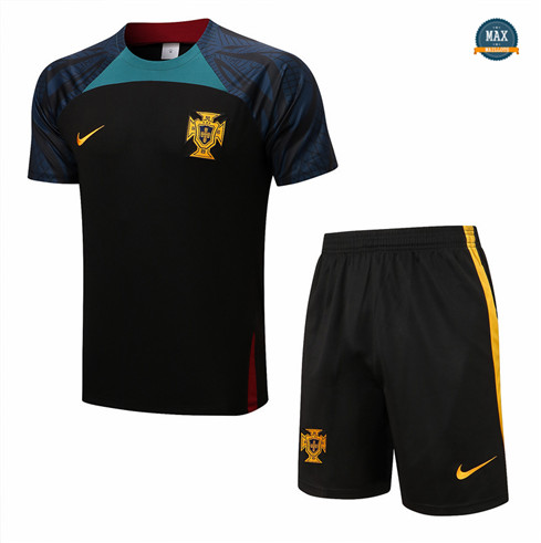 Max Maillots Portugal + Shorts 2022/23 Training de Foot Rouge/Noir M8514