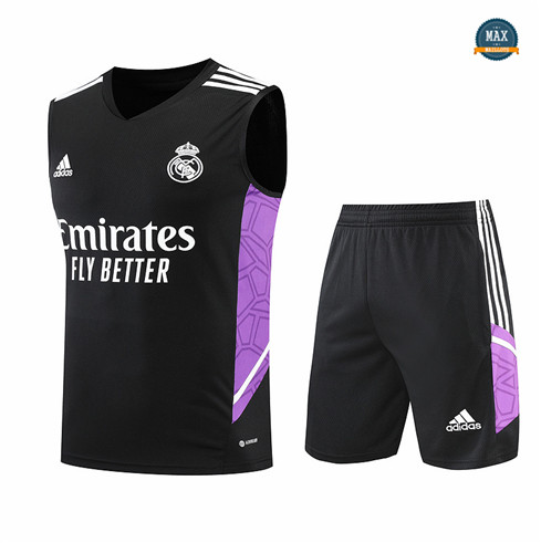 Max Maillots Real Madrid Debardeur + Shorts 2022/23 Training de Foot Noir M8434