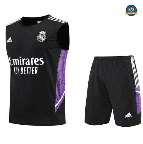 Max Maillots Real Madrid Debardeur + Shorts 2022/23 Training de Foot Noir M8435