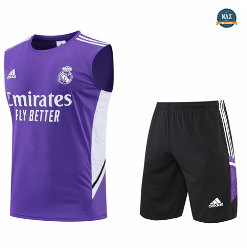 Max Maillots Real Madrid Debardeur + Shorts 2022/23 Training de Foot Violet/Noir M8436