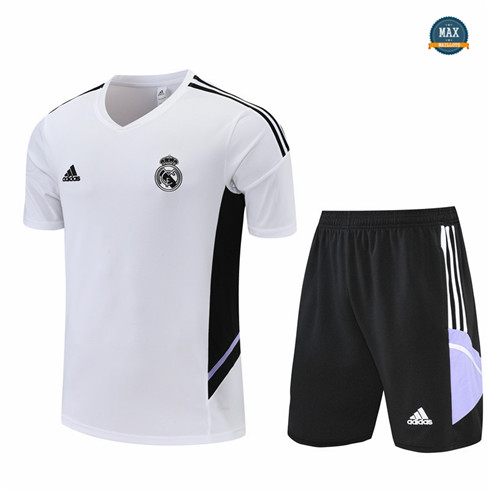 Max Maillots Real Madrid + Shorts 2022/23 Training de Foot Blanc/Noir M8439