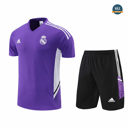 Max Maillots Real Madrid + Shorts 2022/23 Training de Foot Violet/Noir M8445