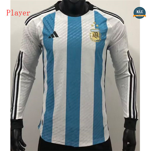 Max Maillots de foot Player Version 2022/23 Argentine Domicile 3 star Manche Longue