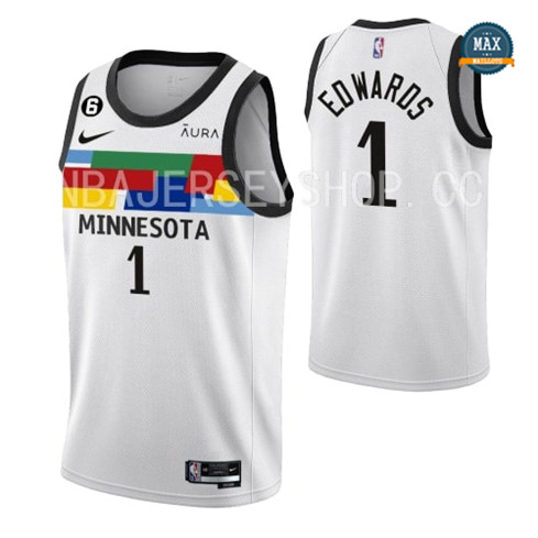 Max Maillot Anthony Edwards, Minnesota Timberwolves 2022/23 - City personnalisé