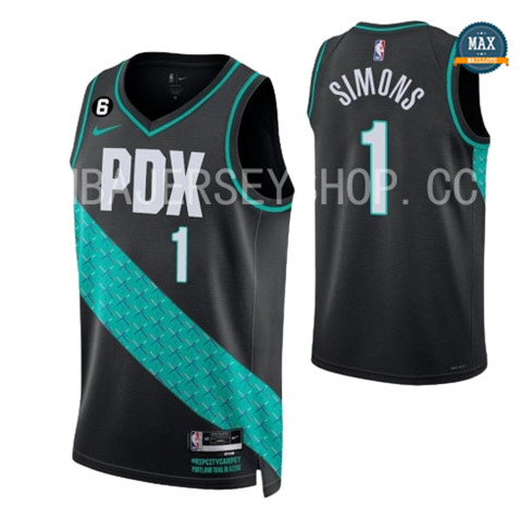 Max Maillot Anfernee Simons, Portland Trail Blazers 2022/23 - City personnalisé