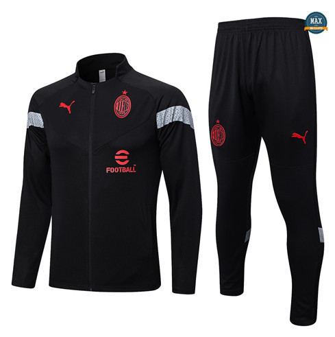 Max Maillots Veste Survetement AC Milan 2022/23 noir flocage