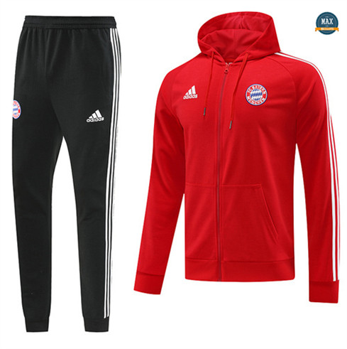 Max Maillots Veste Survetement à capuche Bayern Munich 2022/23 rouge flocage