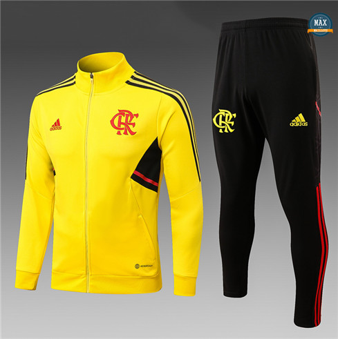 Max Maillots Veste Survetement Enfant Flamenco 2022/23 jaune flocage