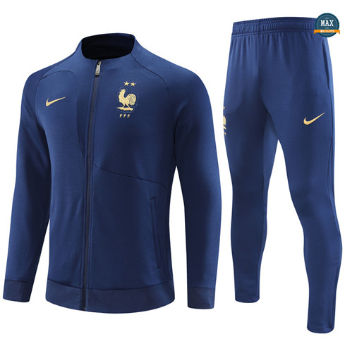 Max Maillot Veste Survetement Enfant France 2022/23 Bleu flocage