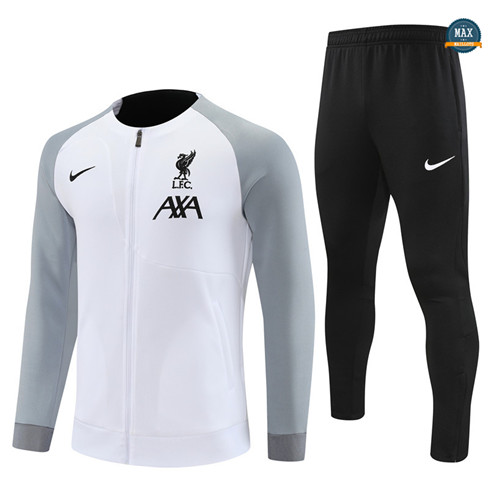 Max Maillots Veste Survetement Enfant Liverpool 2022/23 Blanc flocage