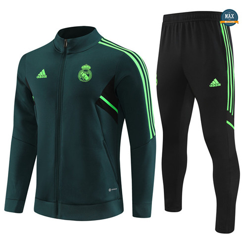 Max Maillots Veste Survetement Enfant Real Madrid 2022/23 vert flocage