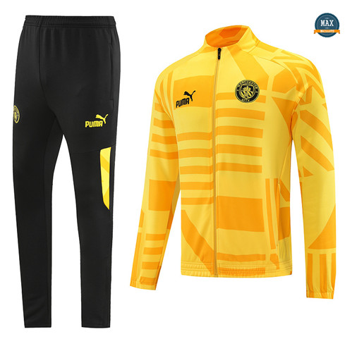 Max Maillots Veste Survetement Manchester City 2022/23 jaune flocage