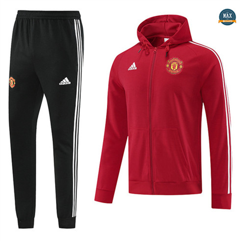 Max Maillots Veste Survetement à capuche Manchester United 2022/23 rouge fiable