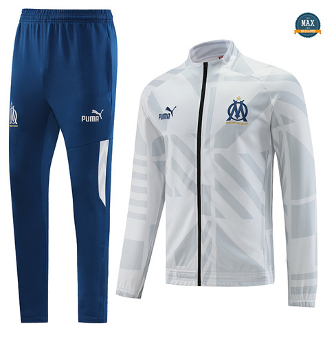 Max Maillots Veste Survetement Olympique Marseille 2022/23 Blanc flocage