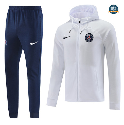 Max Maillots Veste Survetement à capuche Paris Paris Saint Germain 2022/23 Blanc fiable