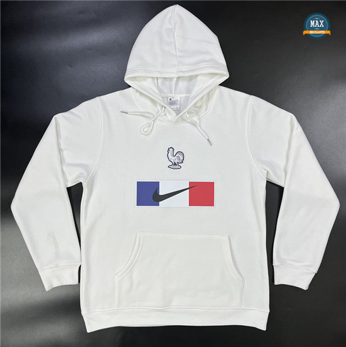 Max Maillot Sweat A Capuche France 2023/24 Blanc fiable