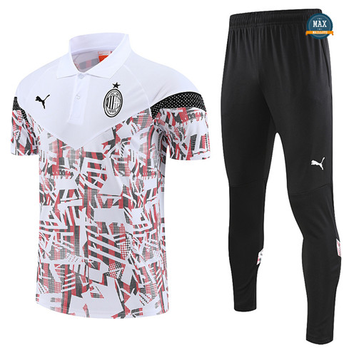 Max Maillots AC Milan + Pantalon 2022/23 Training Blanc discout