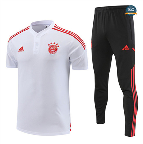 Max Maillots Polo Bayern Munich + Pantalon 2022/23 Training Blanc fiable