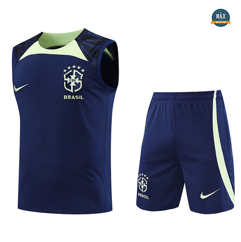 Max Maillot Brésil Debardeur + Short 2022/23 Training Bleu grossiste