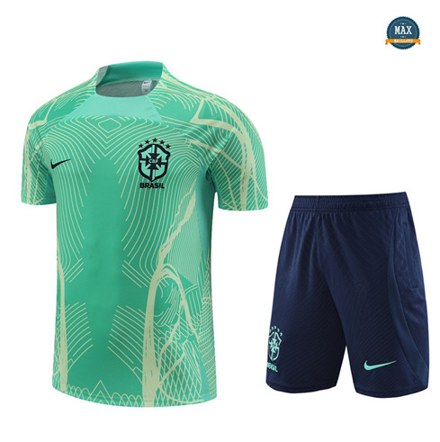 Max Maillots Brésil + Short 2022/23 Training vert grossiste