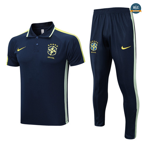 Max Maillots Polo Brésil + Pantalon 2023/24 Training Bleu flocage
