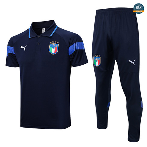 Max Maillots Polo Italie + Pantalon 2022/23 Training Bleu grossiste
