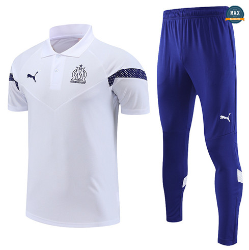 Max Maillot Polo Olympique Marseille + Pantalon 2022/23 Training Blanc discout