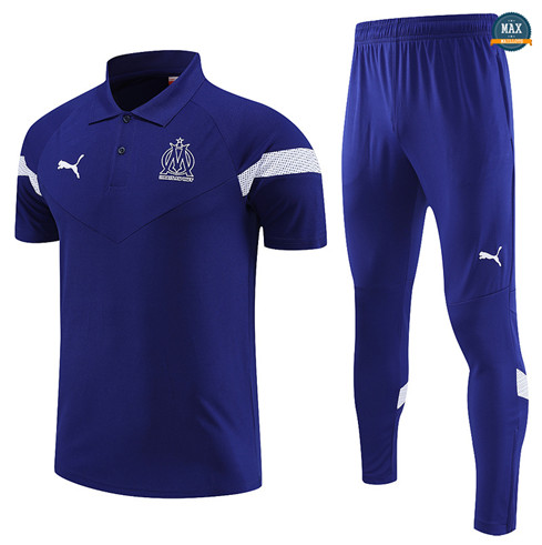 Max Maillots Polo Olympique Marseille + Pantalon 2022/23 Training Bleu flocage