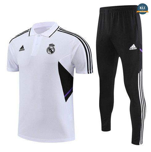 Max Maillot Polo Real Madrid + Pantalon 2022/23 Training Blanc discout