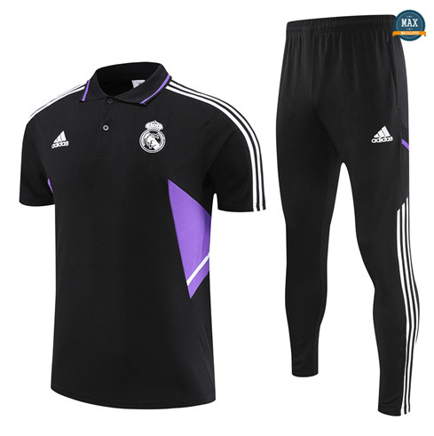 Max Maillots Polo Real Madrid + Pantalon 2022/23 Training noir flocage