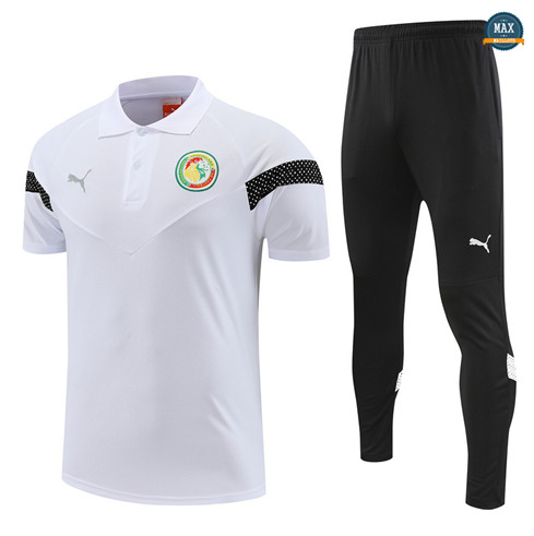 Max Maillot Polo Sénégal + Pantalon 2022/23 Training Blanc grossiste