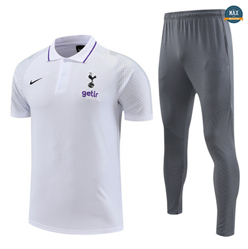 Max Maillot Polo Tottenham Hotspur + Pantalon 2022/23 Training Blanc grossiste