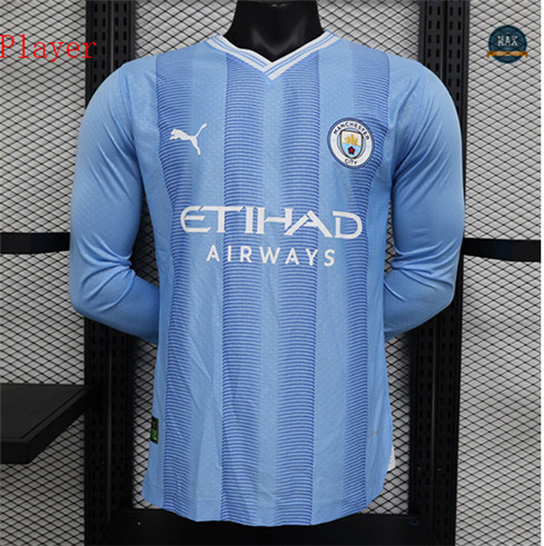 Max Maillot foot Player Version 2023/24 Manchester City Domicile Manche Longue