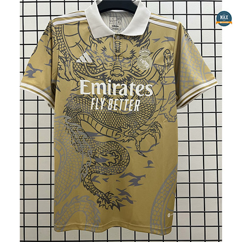 Max Maillot de foot Real Madrid dragon Jaune 2023/24 flocage