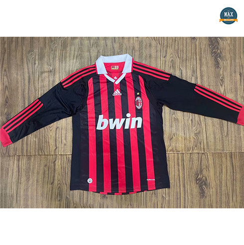 Max Maillot Foot Retro 2009-10 AC Milan Domicile Manche Longue discout