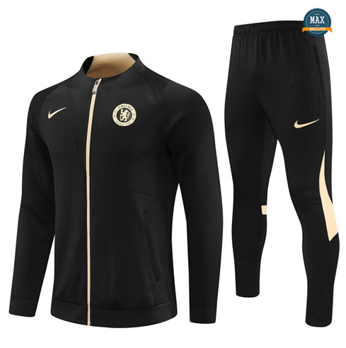 Nouveau Max Veste Survetement Chelsea 2023/24 Noir flocage