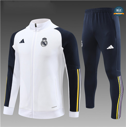 Nouveau Max Veste Survetement Enfant Real Madrid 2023/24 Blanc flocage