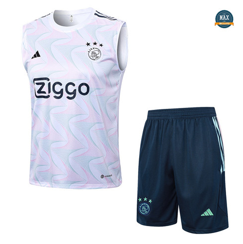 Marque Max Maillot AFC Ajax Debardeur + Short 2023/24 Training Blanc personnalisé