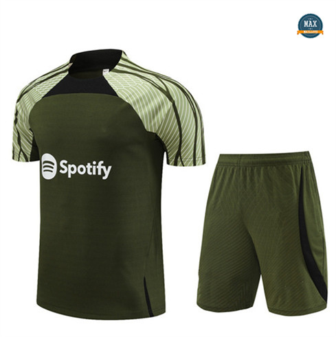 Nouveau Max Maillot Barcelone + Short 2023/24 Training Armée verte flocage