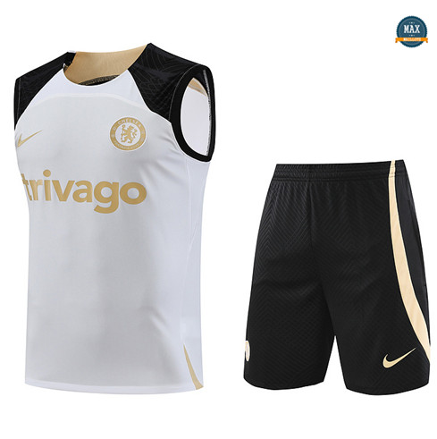 Nouveau Max Maillot Chelsea Debardeur + Short 2023/24 Training Blanc flocage