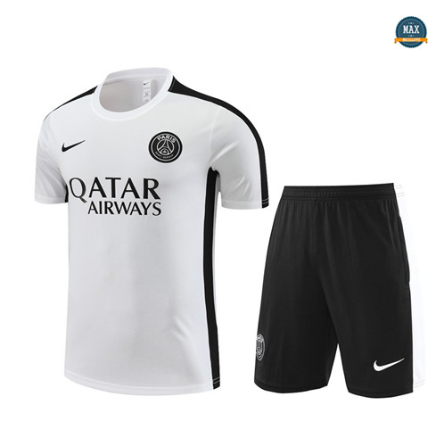 Marque Max Maillot Paris Saint Germain Enfant + Short 2023/24 Training Blanc personnalisé