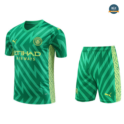 Marque Max Maillot Gardien de but Manchester City + Short 2023/24 Training Vert personnalisé