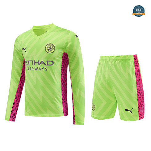 Achetez Max Maillot Manchester City Manche Longue + Short 2023/24 Vert pas cher