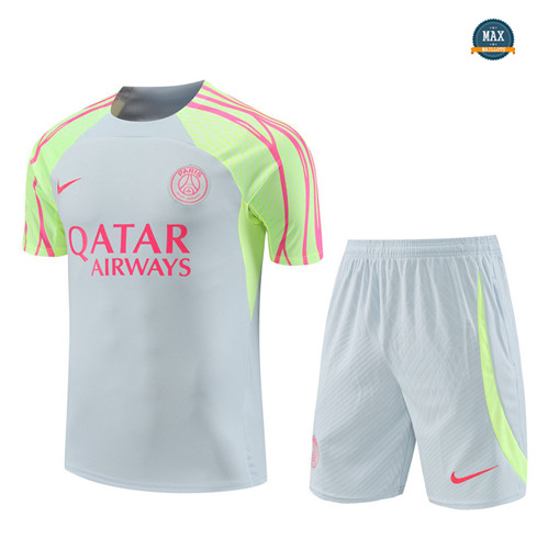 Acheter Max Maillot Paris Saint Germain Enfant + Short 2023/24 Training Gris fiable