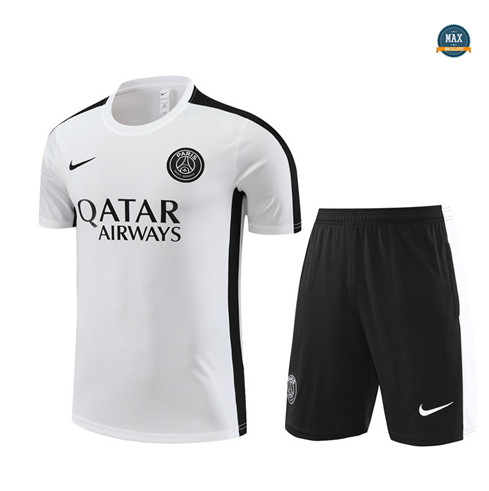 Marque Max Maillot Paris Saint Germain + Short 2023/24 Training Blanc personnalisé