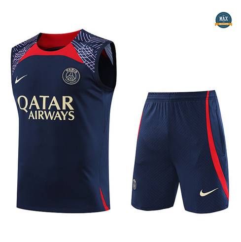 Soldes Max Maillot Paris Saint Germain Debardeur + Short 2023/24 Training Bleu grossiste