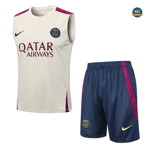 Marque Max Maillot Paris Saint Germain Debardeur + Short 2023/24 Training Kaki personnalisé