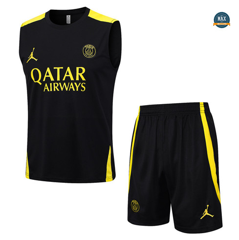 Achetez Max Maillot Paris Saint Germain Debardeur + Short 2023/24 Training Noir pas cher