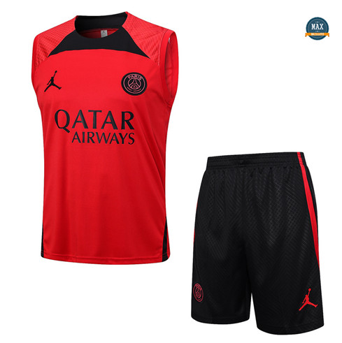 Soldes Max Maillot Paris Saint Germain Debardeur + Short 2023/24 Training Rouge grossiste