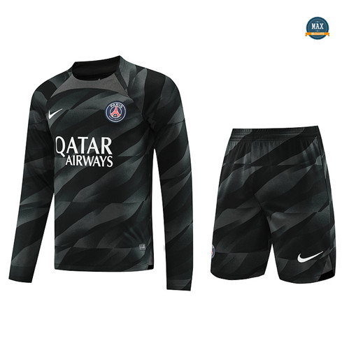 Vente Max Maillot Paris Saint Germain Manche Longue + Short 2023/24 Noir original